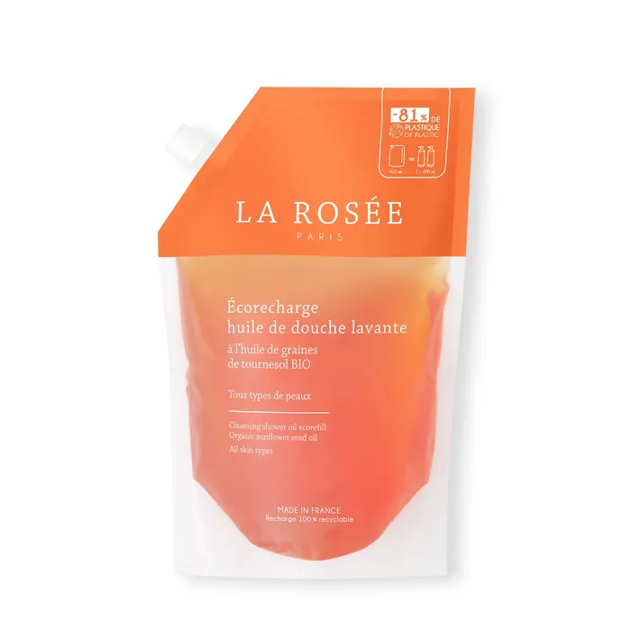 LA ROSEE ECORECHARGE HUILE DE DOUCHE LAVANTE A L'HUILE DE GRAINES DE TOURNESOL BIO