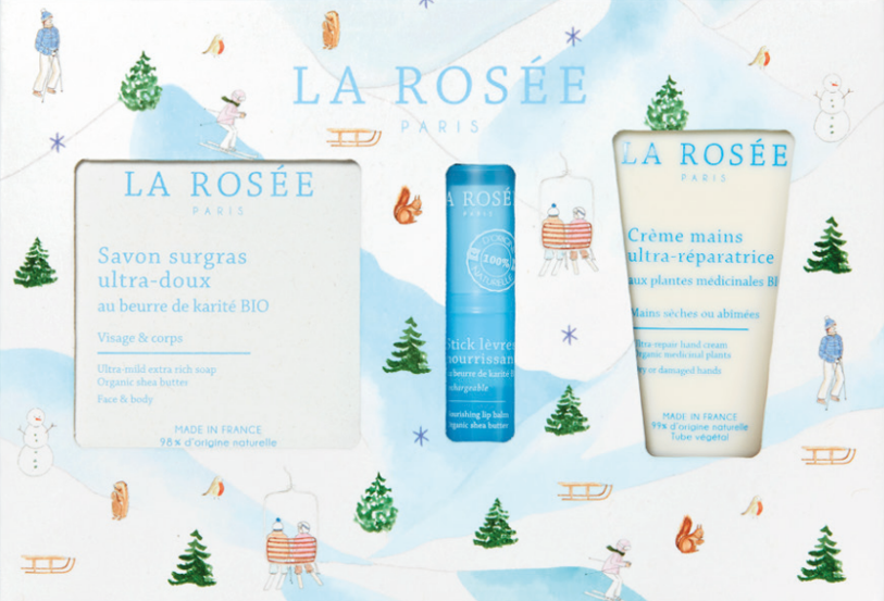 LA ROSEE COFFRET SANTA - SAVON SURGRAS + STICK LEVRES + CREME MAINS  