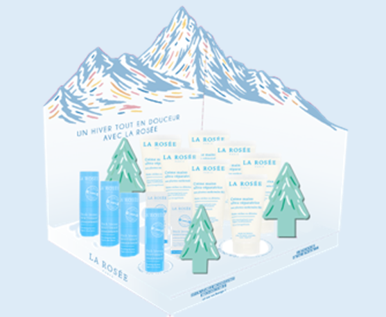 LA ROSEE PLV Présentoir crème mains et sticks lèvres